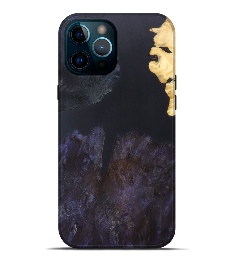 iPhone 12 Pro Max Wood+Resin Live Edge Phone Case - Brent (Pure Black, 690295)