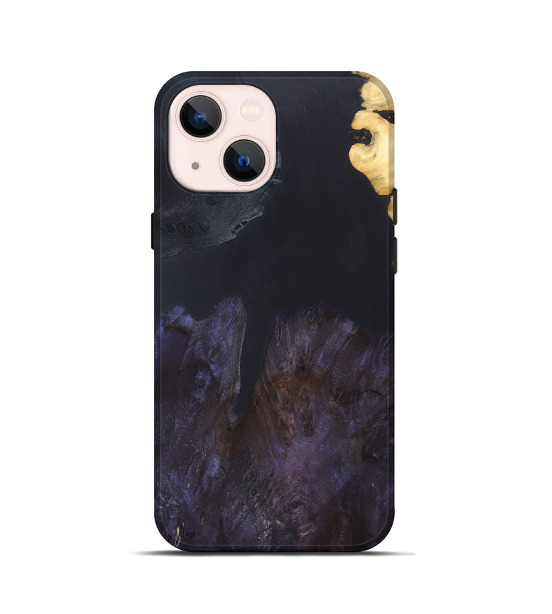 iPhone 13 mini Wood+Resin Live Edge Phone Case - Brent (Pure Black, 690295)