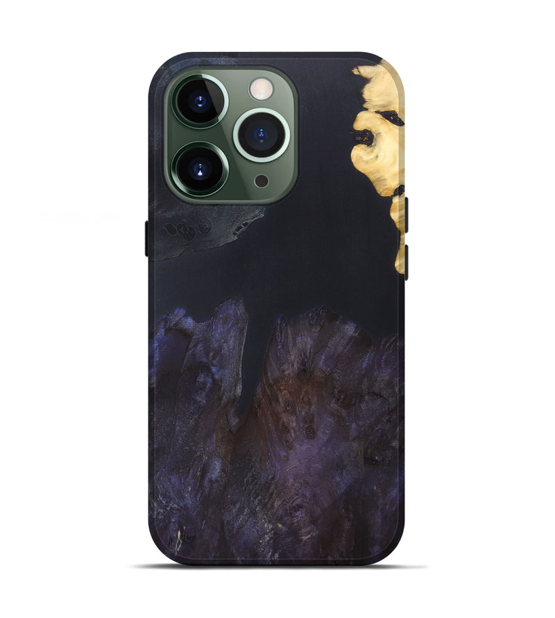 iPhone 13 Pro Wood+Resin Live Edge Phone Case - Brent (Pure Black, 690295)