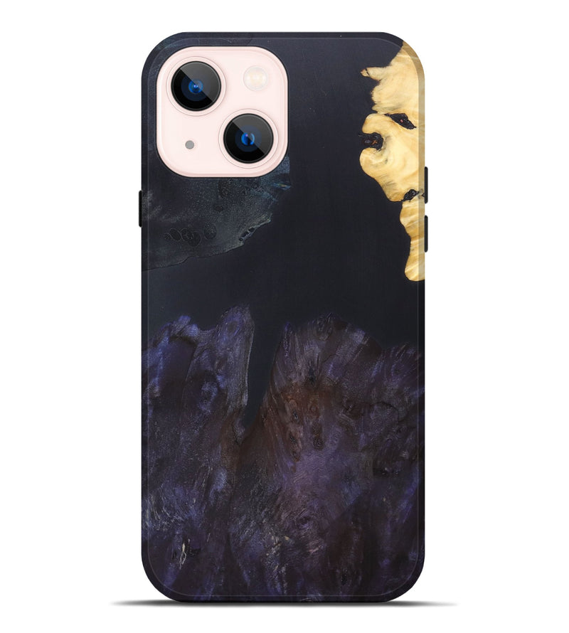 iPhone 14 Plus Wood+Resin Live Edge Phone Case - Brent (Pure Black, 690295)