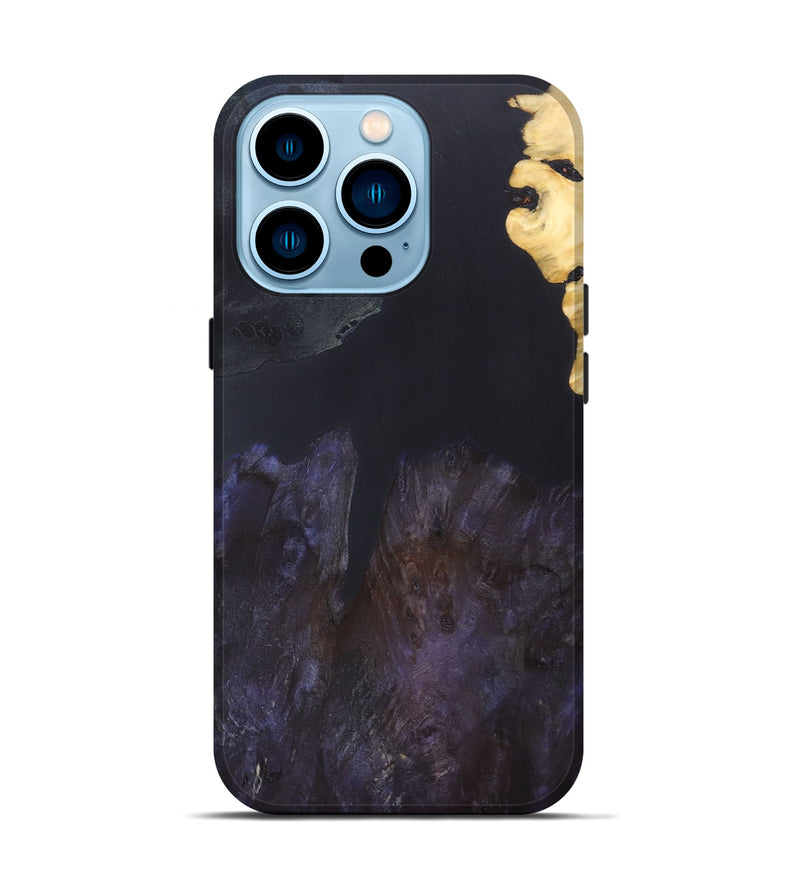 iPhone 14 Pro Wood+Resin Live Edge Phone Case - Brent (Pure Black, 690295)