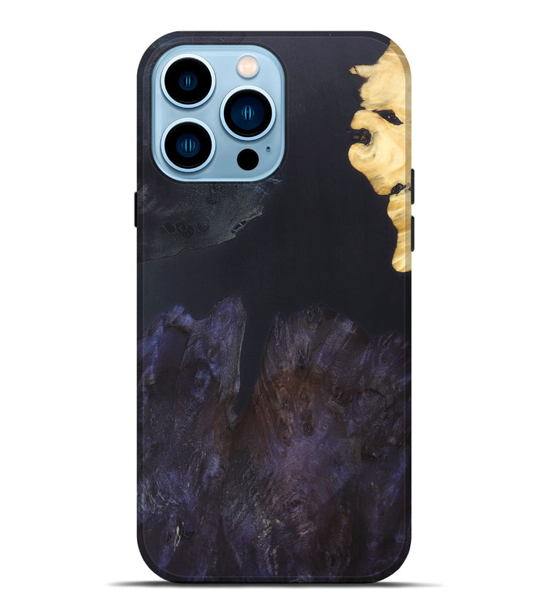 iPhone 14 Pro Max Wood+Resin Live Edge Phone Case - Brent (Pure Black, 690295)