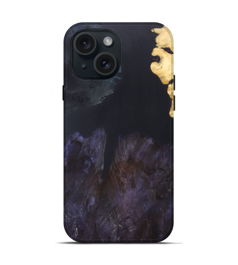 iPhone 15 Wood+Resin Live Edge Phone Case - Brent (Pure Black, 690295)