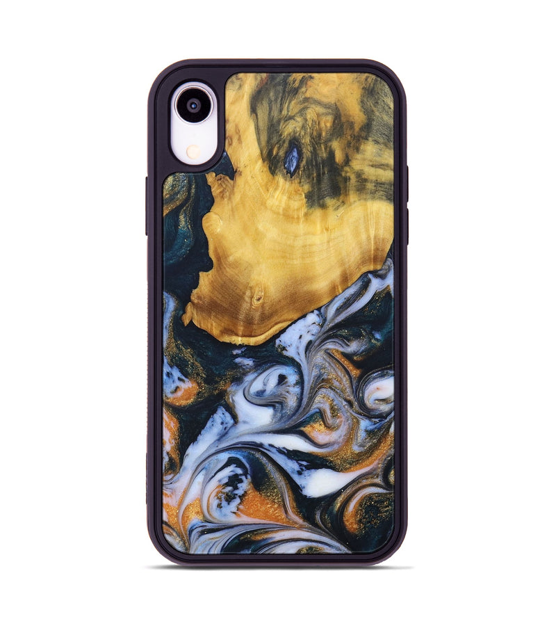 iPhone Xr Wood+Resin Phone Case - Rudolph (Teal & Gold, 690354)