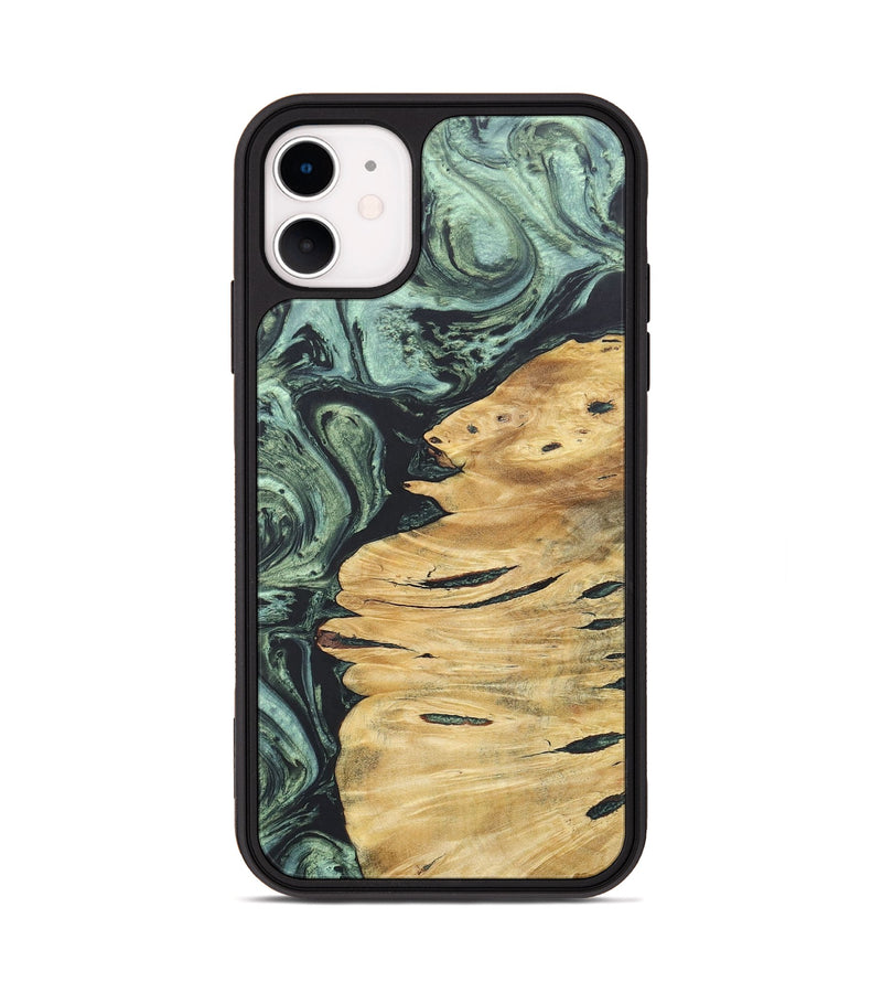 iPhone 11 Wood+Resin Phone Case - Kiley (Green, 690391)