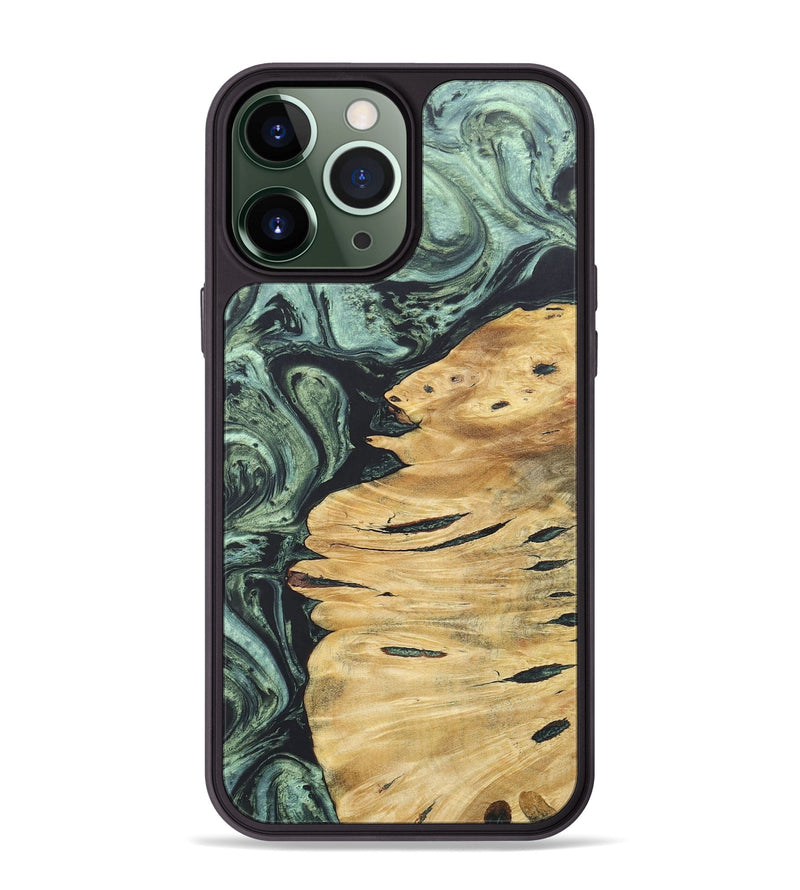 iPhone 13 Pro Max Wood+Resin Phone Case - Kiley (Green, 690391)