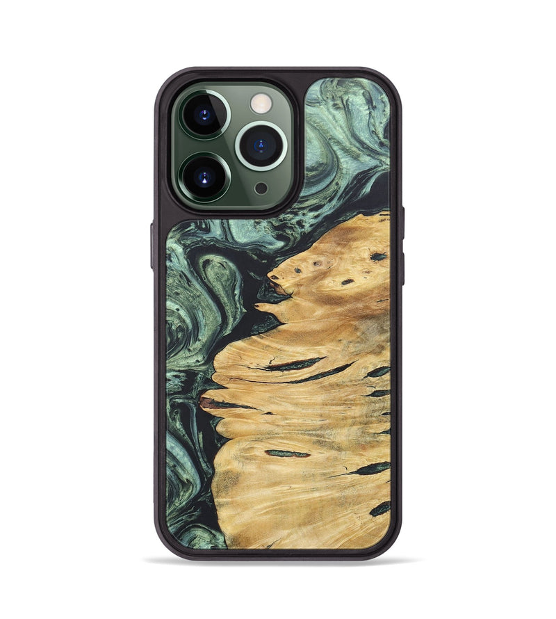 iPhone 13 Pro Wood+Resin Phone Case - Kiley (Green, 690391)