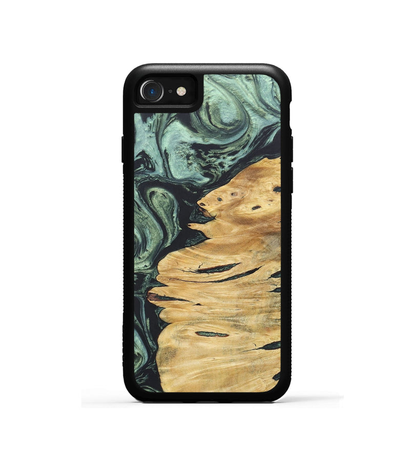 iPhone SE Wood+Resin Phone Case - Kiley (Green, 690391)