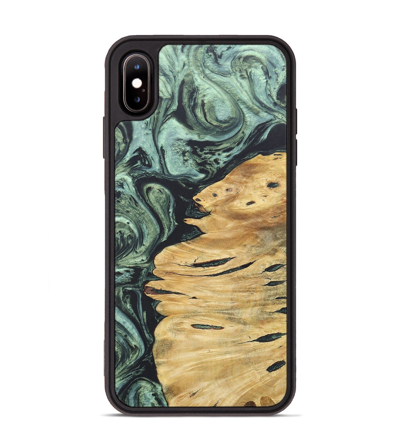 iPhone Xs Max Wood+Resin Phone Case - Kiley (Green, 690391)
