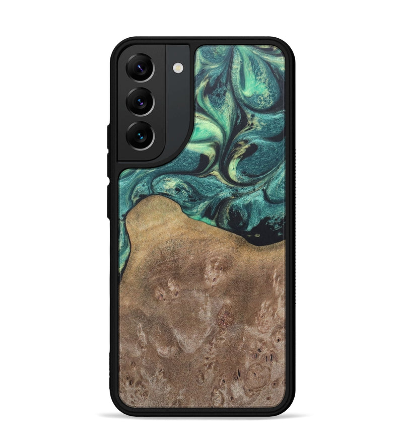 Galaxy S22 Plus Wood+Resin Phone Case - Molly (Green, 690407)