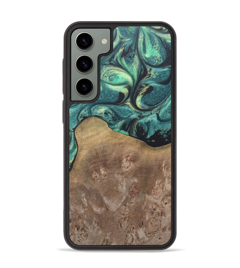 Galaxy S23 Plus Wood+Resin Phone Case - Molly (Green, 690407)