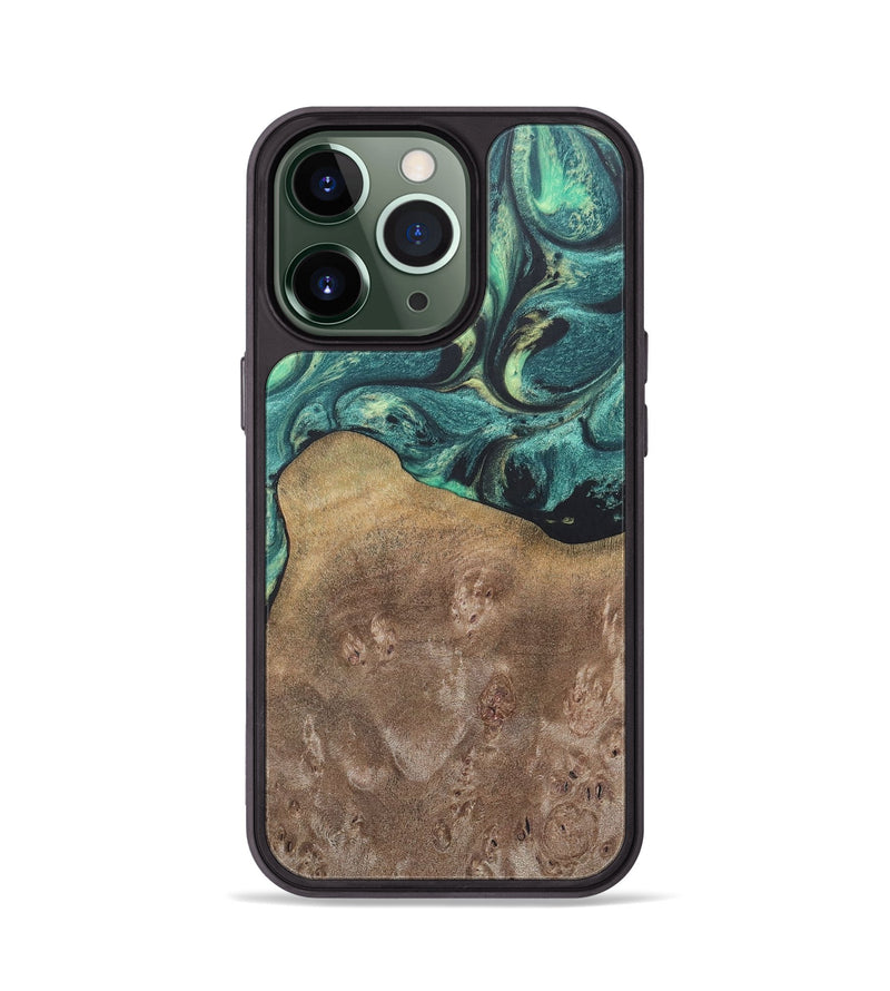 iPhone 13 Pro Wood+Resin Phone Case - Molly (Green, 690407)