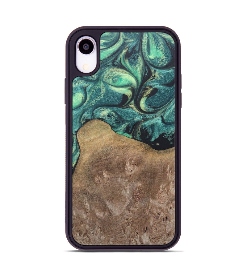 iPhone Xr Wood+Resin Phone Case - Molly (Green, 690407)