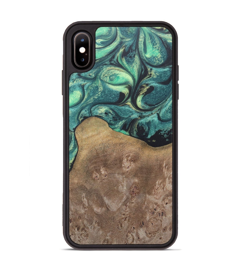 iPhone Xs Max Wood+Resin Phone Case - Molly (Green, 690407)