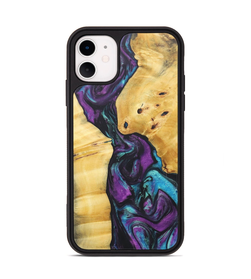 iPhone 11 Wood+Resin Phone Case - Samuel (Purple, 690513)