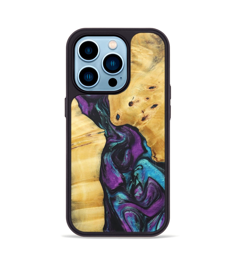 iPhone 14 Pro Wood+Resin Phone Case - Samuel (Purple, 690513)