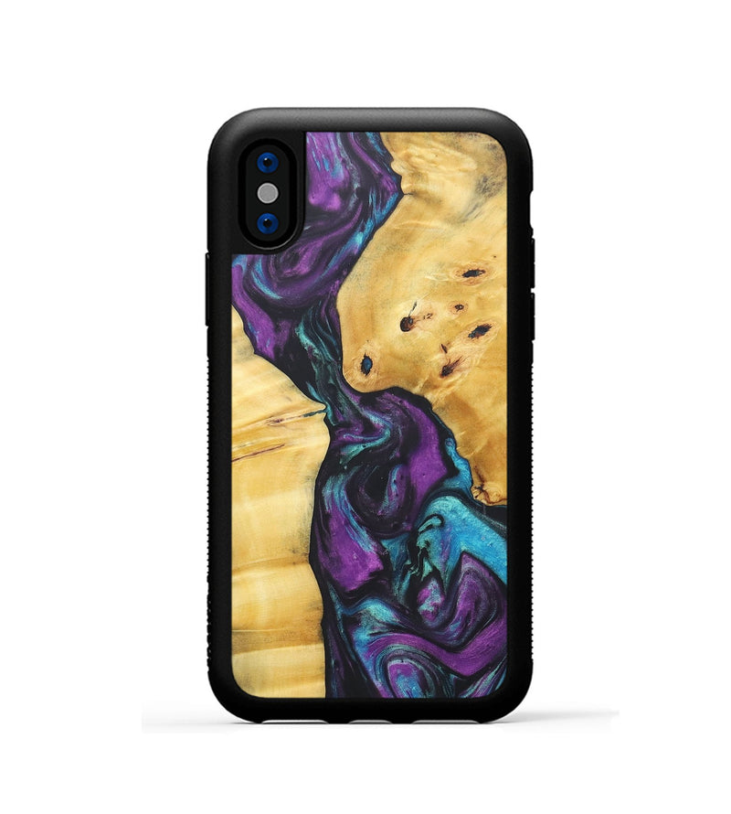 iPhone Xs Wood+Resin Phone Case - Samuel (Purple, 690513)