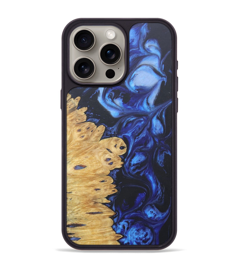 iPhone 15 Pro Max Wood+Resin Phone Case - Aylin (Blue, 690542)
