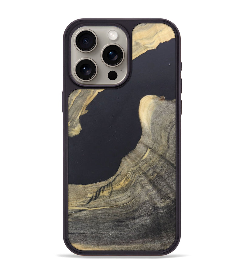 iPhone 15 Pro Max Wood+Resin Phone Case - Drew (Pure Black, 690557)