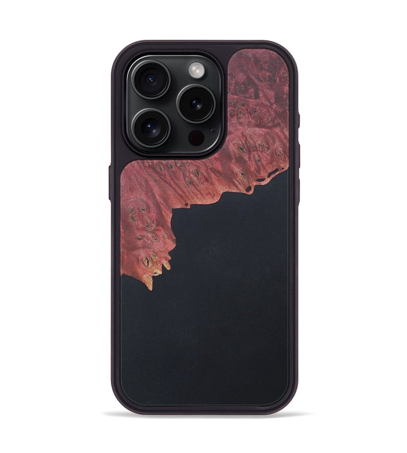 iPhone 15 Pro Wood+Resin Phone Case - Micheal (Pure Black, 690558)