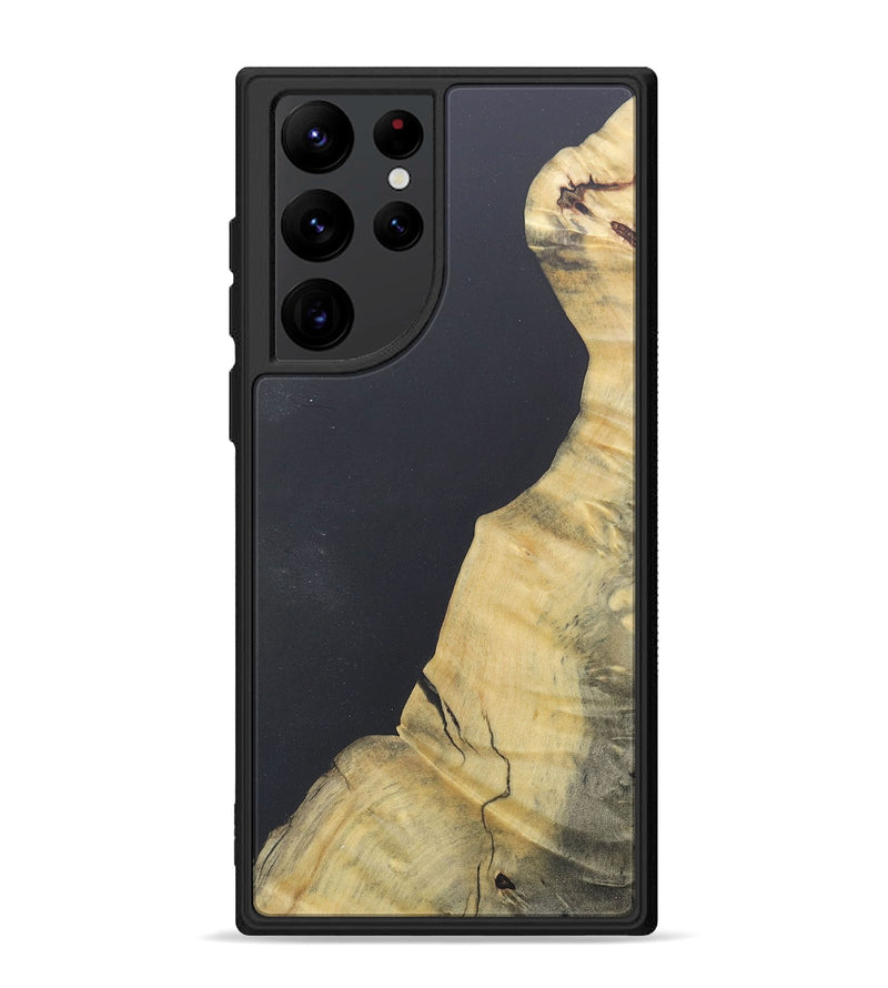 Galaxy S22 Ultra Wood+Resin Phone Case - Jaslene (Pure Black, 690561)