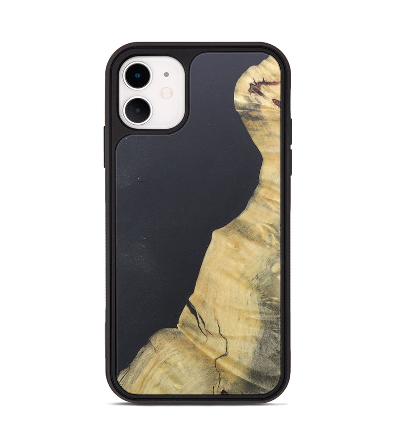 iPhone 11 Wood+Resin Phone Case - Jaslene (Pure Black, 690561)