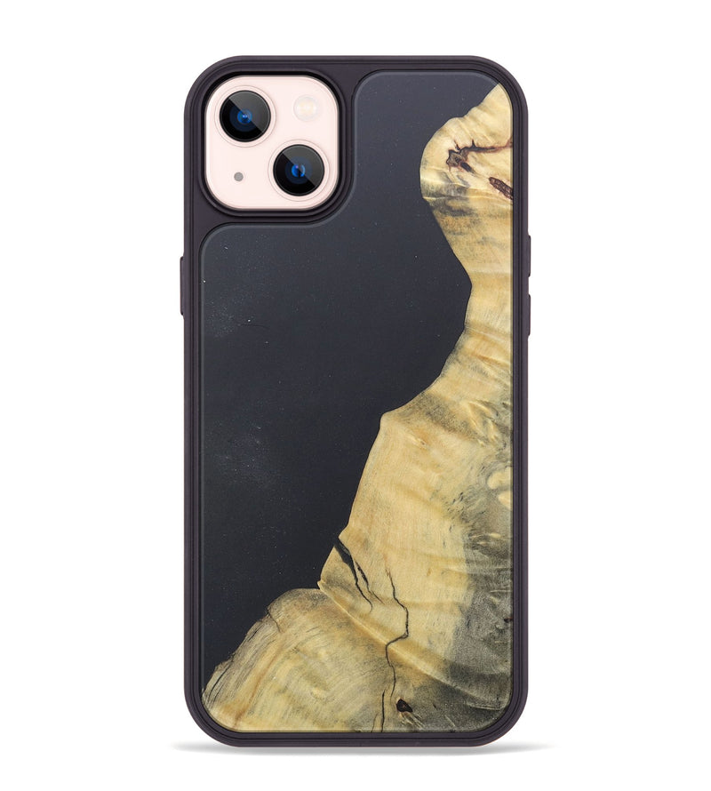iPhone 14 Plus Wood+Resin Phone Case - Jaslene (Pure Black, 690561)