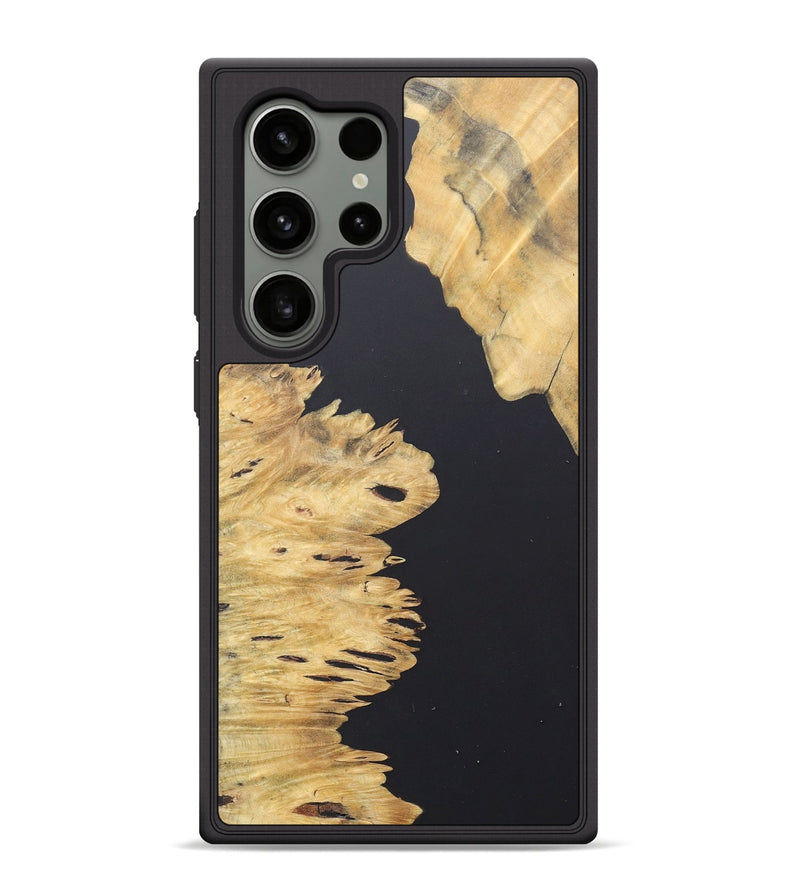Galaxy S24 Ultra Wood+Resin Phone Case - Luann (Pure Black, 690566)
