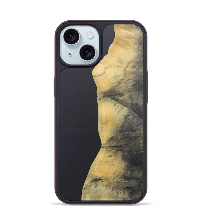 iPhone 15 Wood+Resin Phone Case - Hilda (Pure Black, 690567)