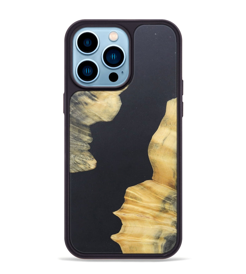 iPhone 14 Pro Max Wood+Resin Phone Case - Adelaide (Pure Black, 690568)