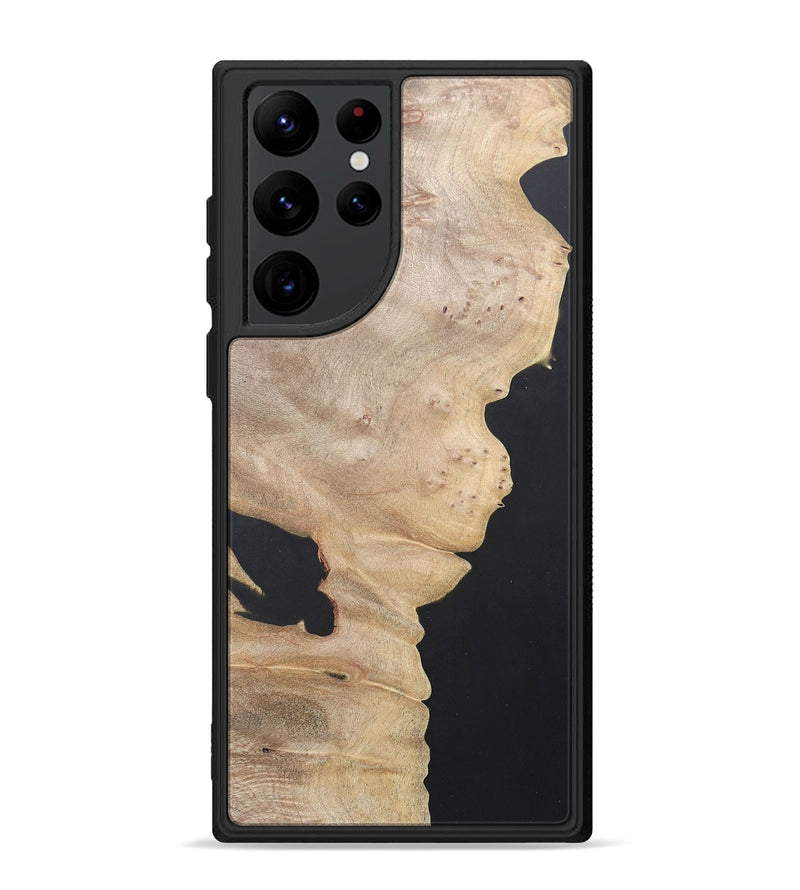 Galaxy S22 Ultra Wood+Resin Phone Case - Perla (Pure Black, 690571)