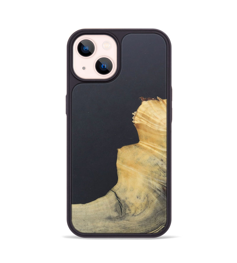 iPhone 14 Wood+Resin Phone Case - Emil (Pure Black, 690572)