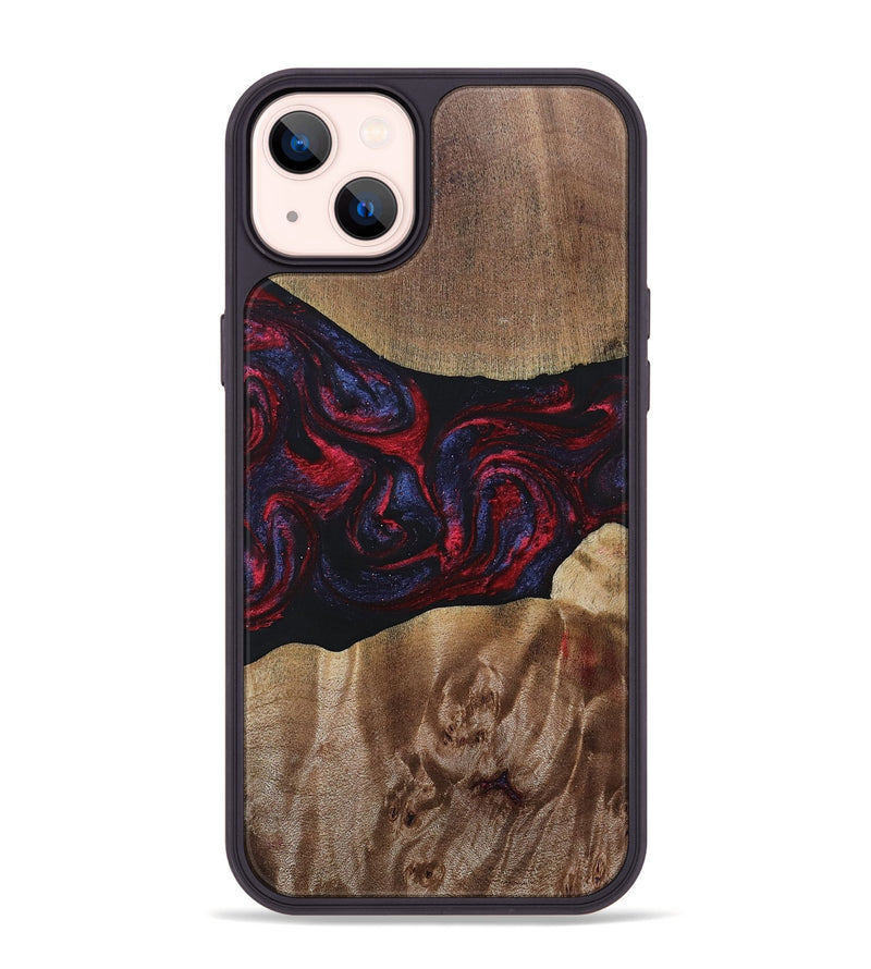 iPhone 14 Plus Wood+Resin Phone Case - Maggie (Red, 690675)