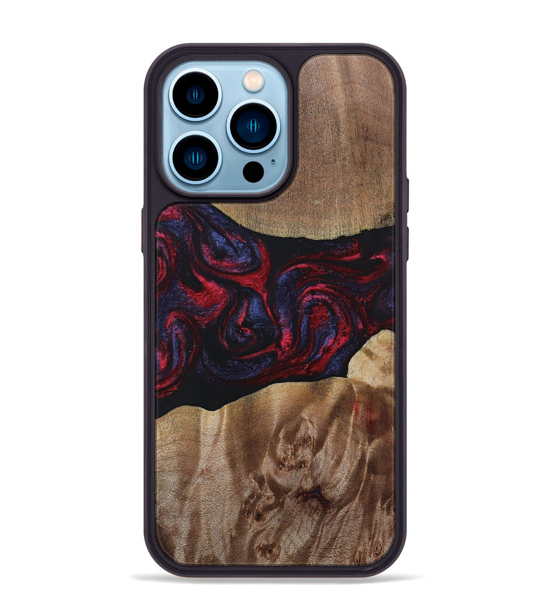 iPhone 14 Pro Max Wood+Resin Phone Case - Maggie (Red, 690675)