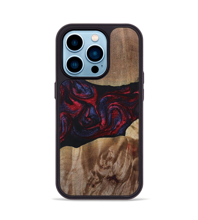 iPhone 14 Pro Wood+Resin Phone Case - Maggie (Red, 690675)