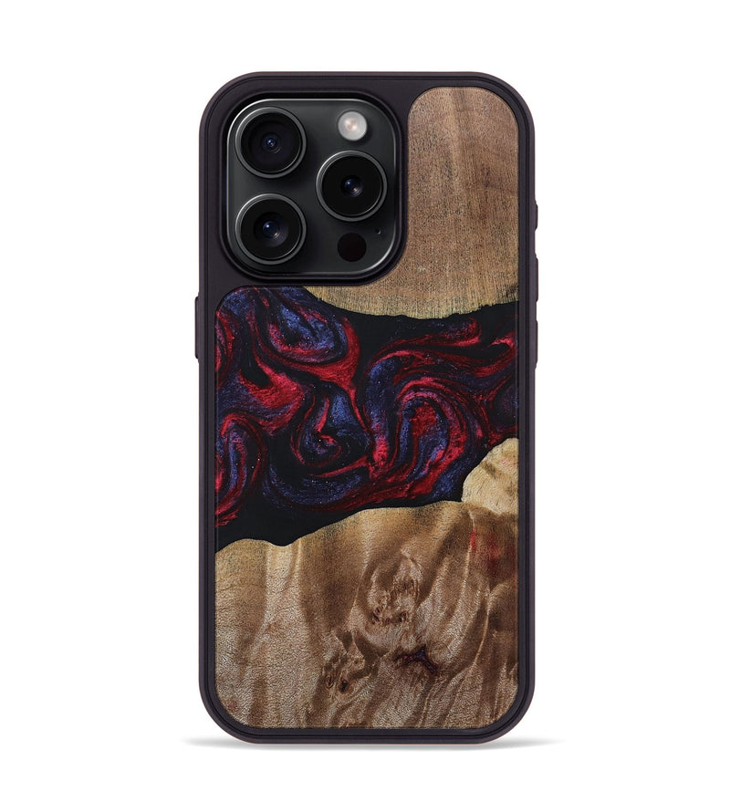 iPhone 15 Pro Wood+Resin Phone Case - Maggie (Red, 690675)