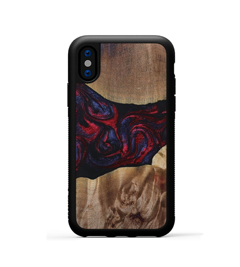 iPhone Xs Wood+Resin Phone Case - Maggie (Red, 690675)