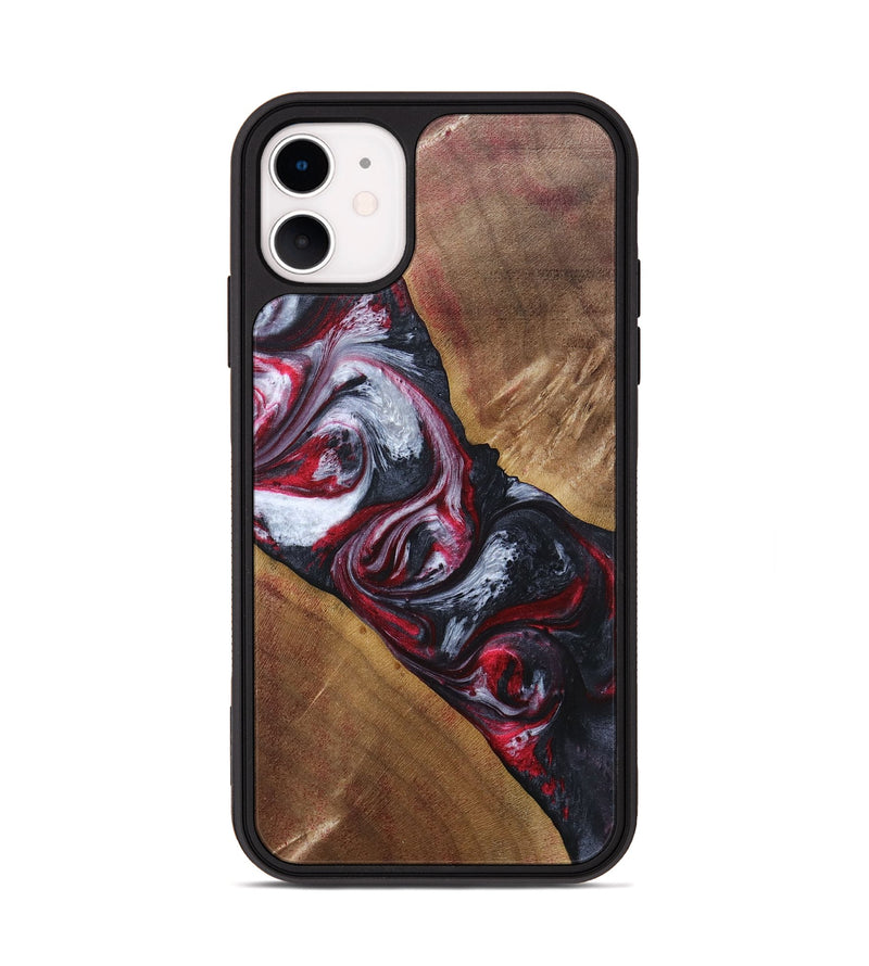 iPhone 11 Wood+Resin Phone Case - Winifred (Red, 690684)