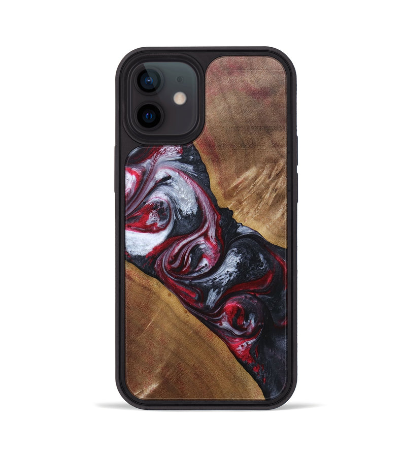 iPhone 12 Wood+Resin Phone Case - Winifred (Red, 690684)