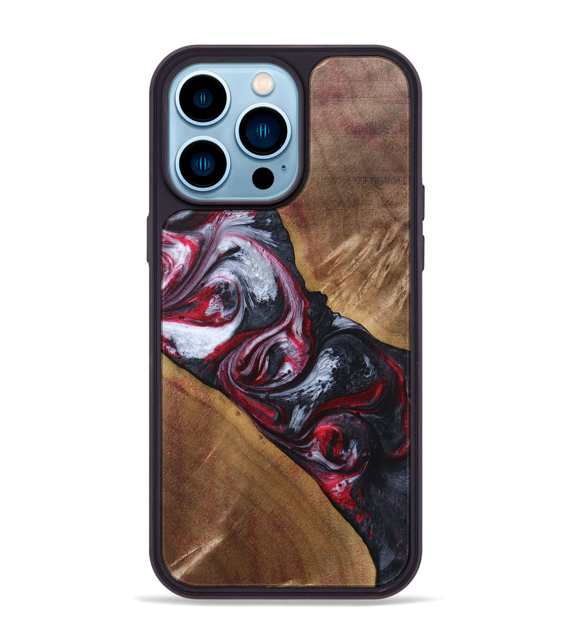 iPhone 14 Pro Max Wood+Resin Phone Case - Winifred (Red, 690684)