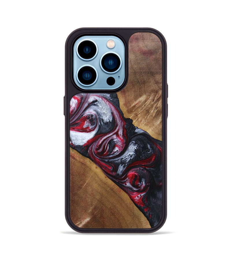iPhone 14 Pro Wood+Resin Phone Case - Winifred (Red, 690684)