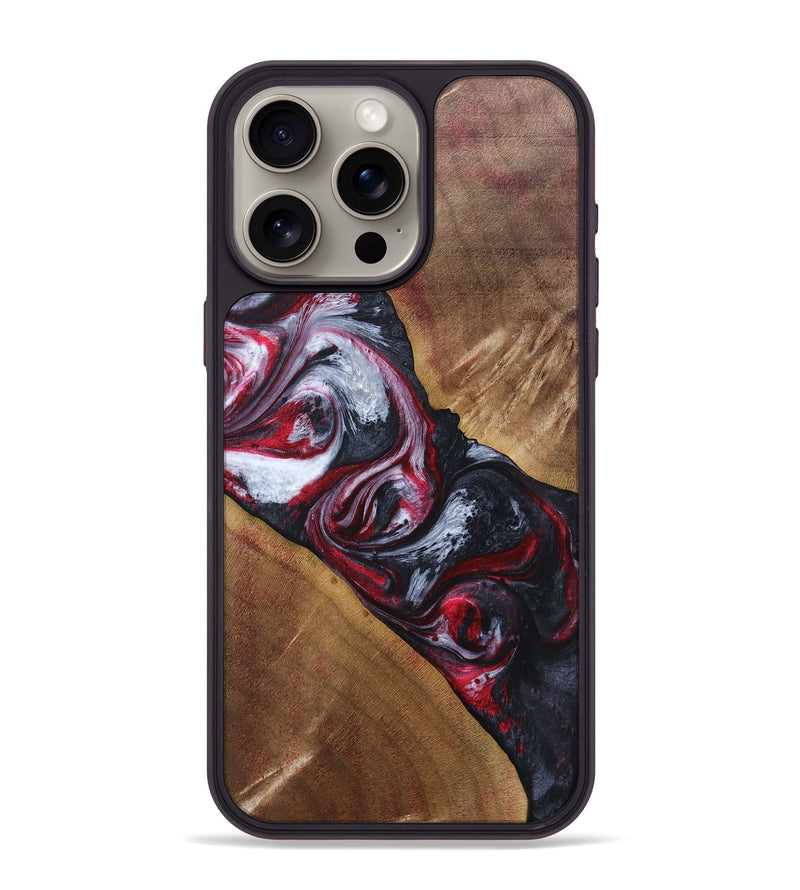 iPhone 15 Pro Max Wood+Resin Phone Case - Winifred (Red, 690684)