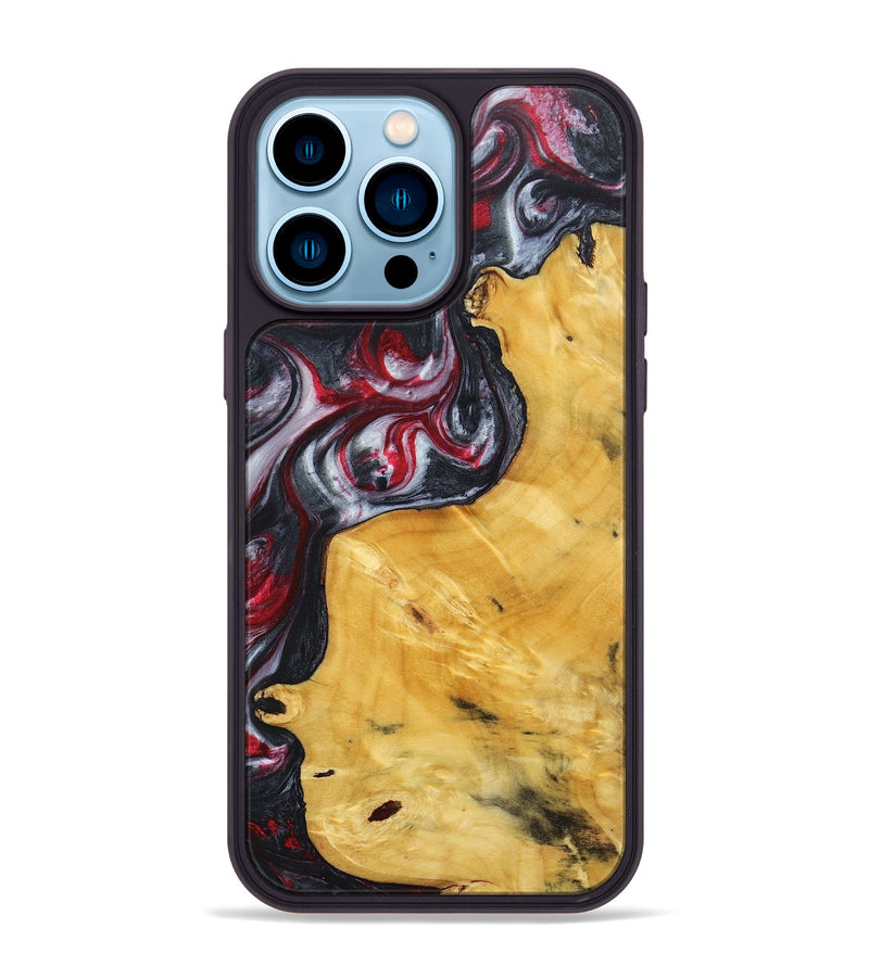 iPhone 14 Pro Max Wood+Resin Phone Case - Reign (Red, 690686)