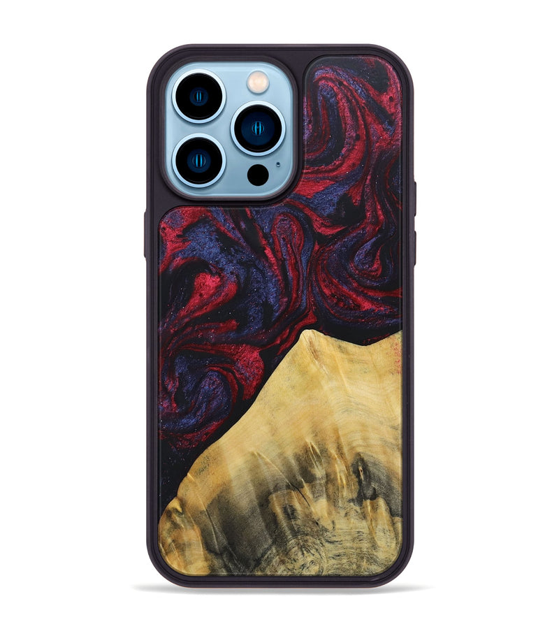 iPhone 14 Pro Max Wood+Resin Phone Case - Florence (Red, 690693)