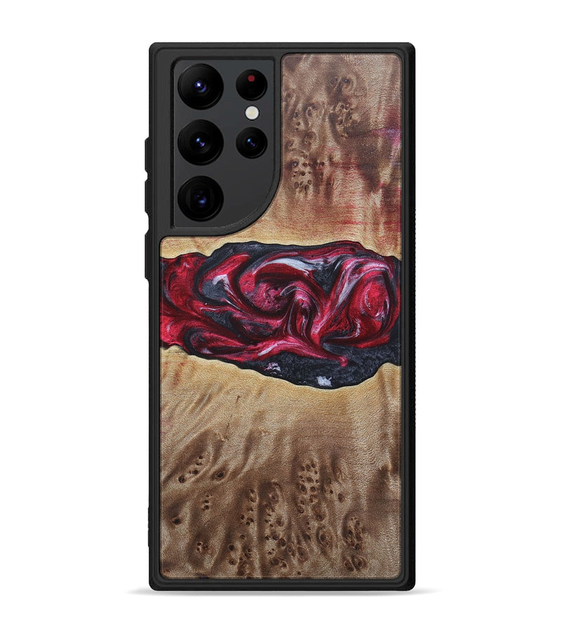 Galaxy S22 Ultra Wood+Resin Phone Case - River (Red, 690696)
