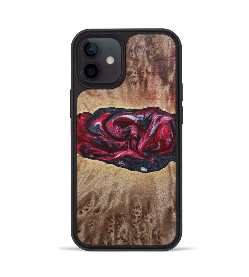 iPhone 12 Wood+Resin Phone Case - River (Red, 690696)