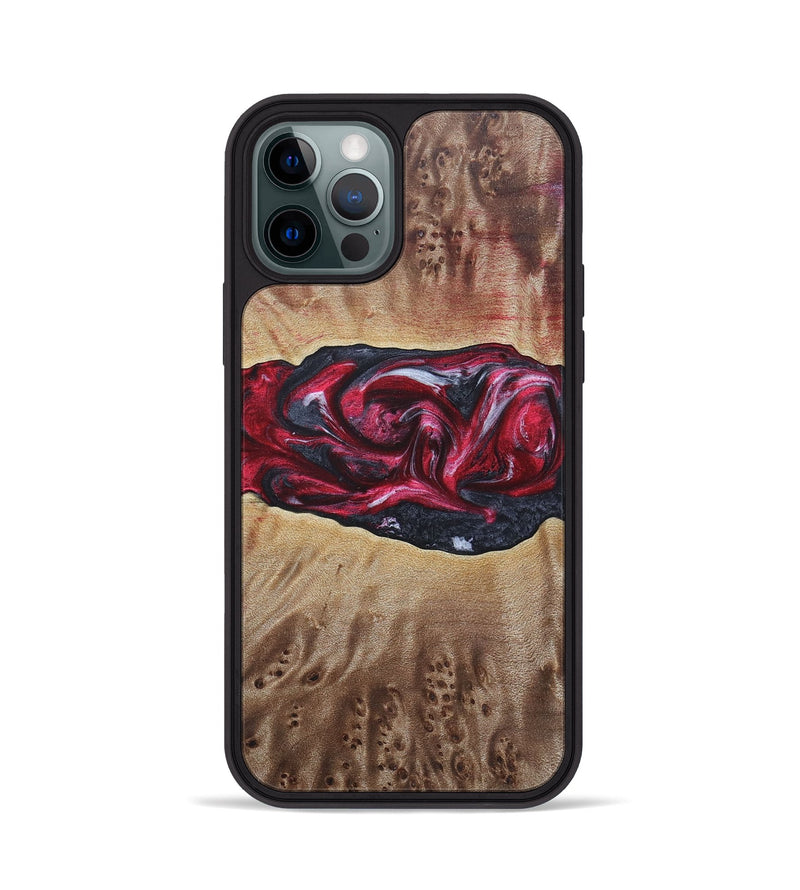iPhone 12 Pro Wood+Resin Phone Case - River (Red, 690696)