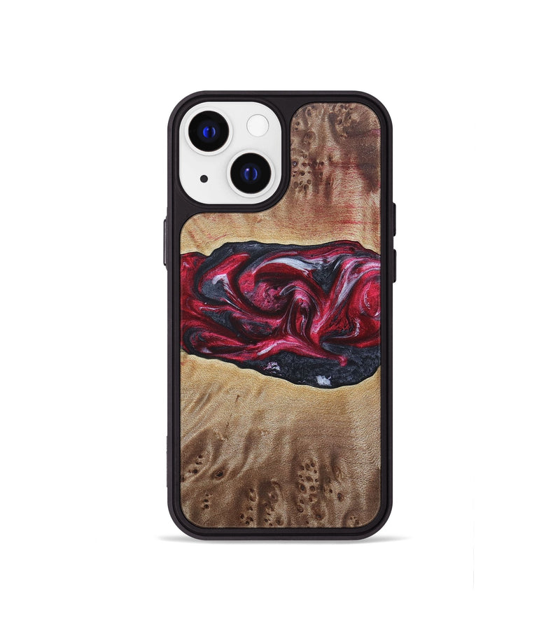 iPhone 13 mini Wood+Resin Phone Case - River (Red, 690696)