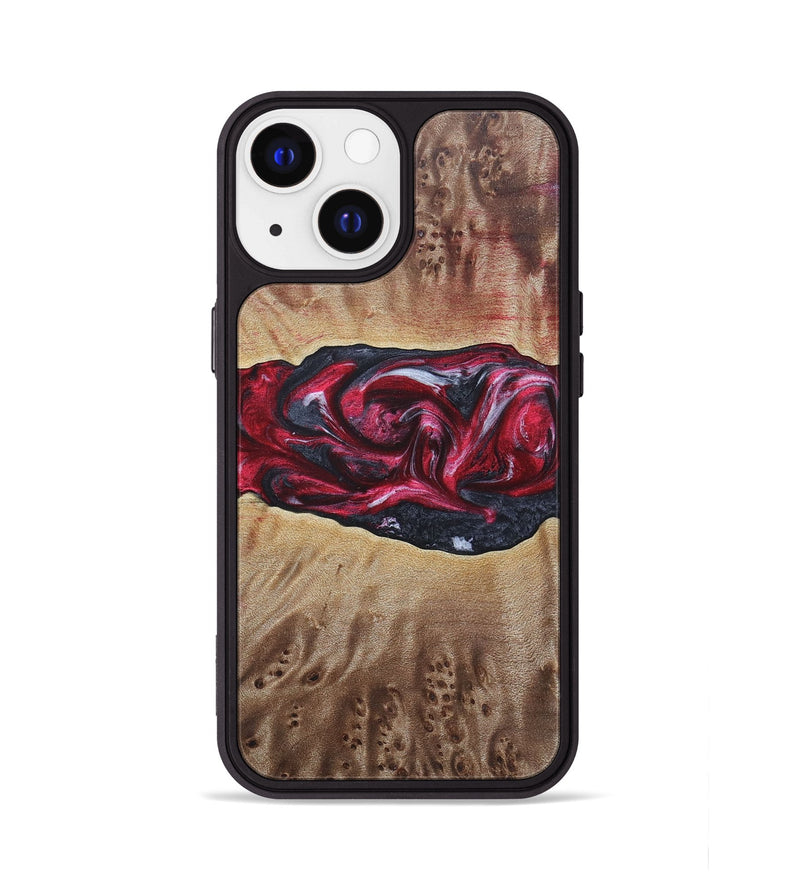 iPhone 13 Wood+Resin Phone Case - River (Red, 690696)