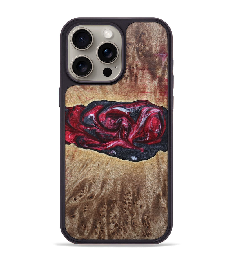 iPhone 15 Pro Max Wood+Resin Phone Case - River (Red, 690696)
